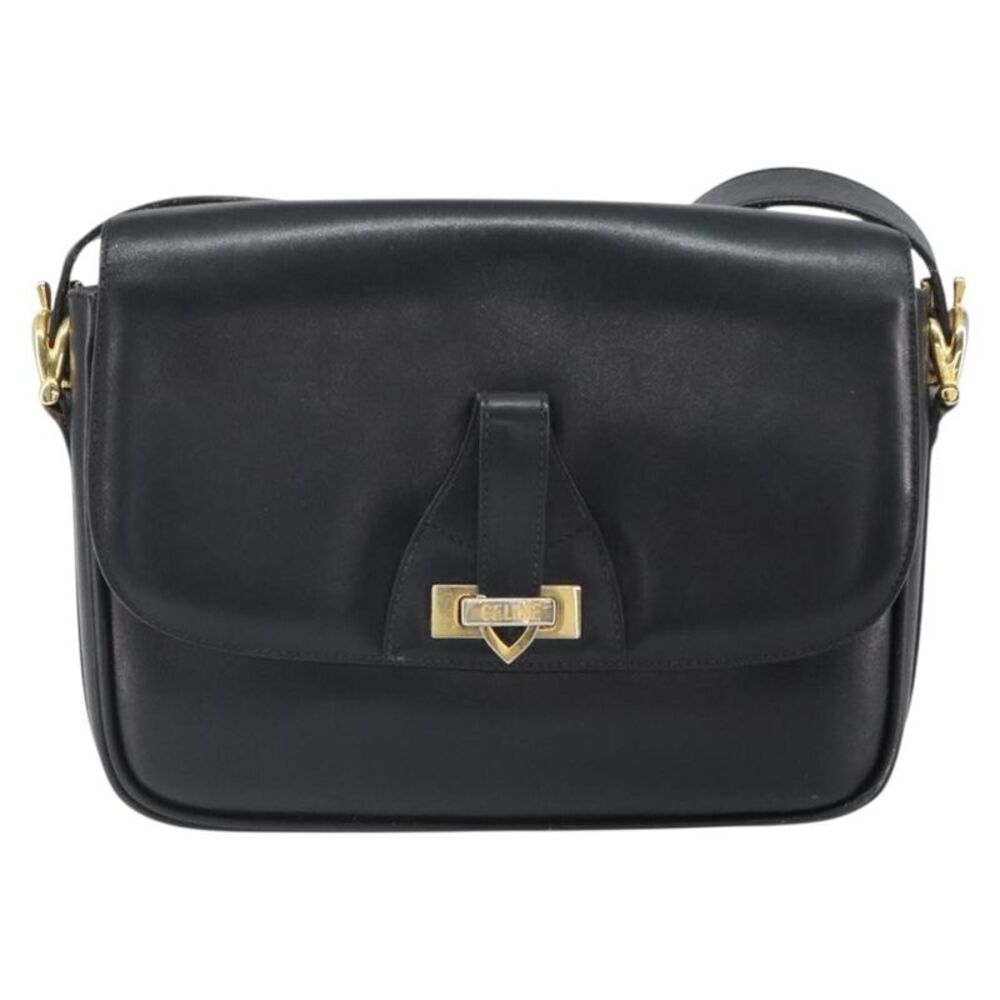 Celine Vintage Leather Black Leather Shoulder Bag Bag